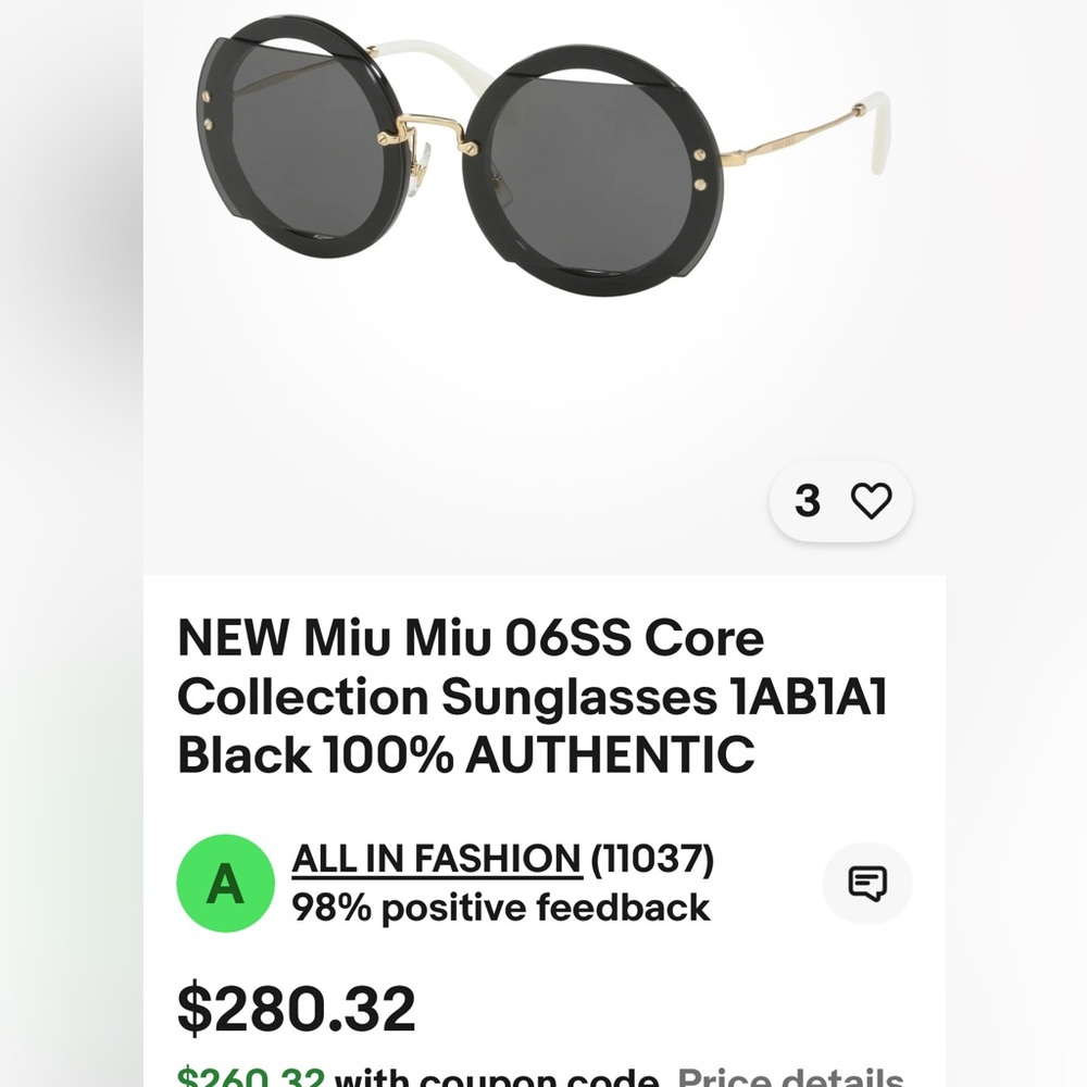 Miu Miu Black Sunglasses with Pink Case - Picture 13 of 14